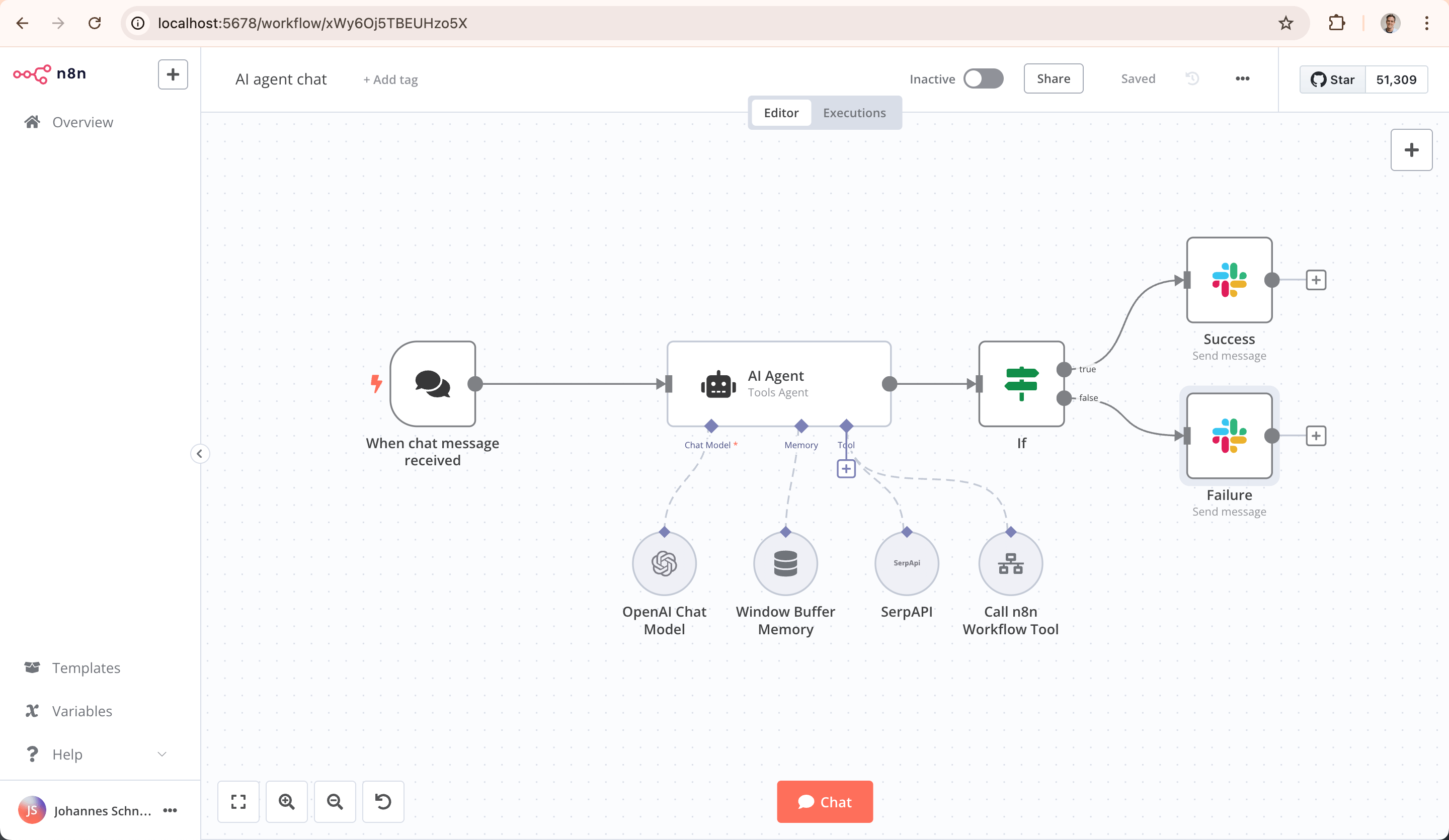 Interface n8n - Workflow visuel d'automatisation